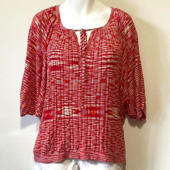 BCBGMaxAzria SZ L  Reds & White Silk Blend oversized dolman sleeve sweater - Picture 1 of 7